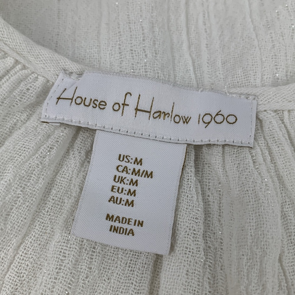 House of Harlow 1960 White Bohemian Embroidered Peasant Top Blouse - Picture 3 of 7